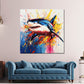 Quadro pop art squalo colorato potente moderno