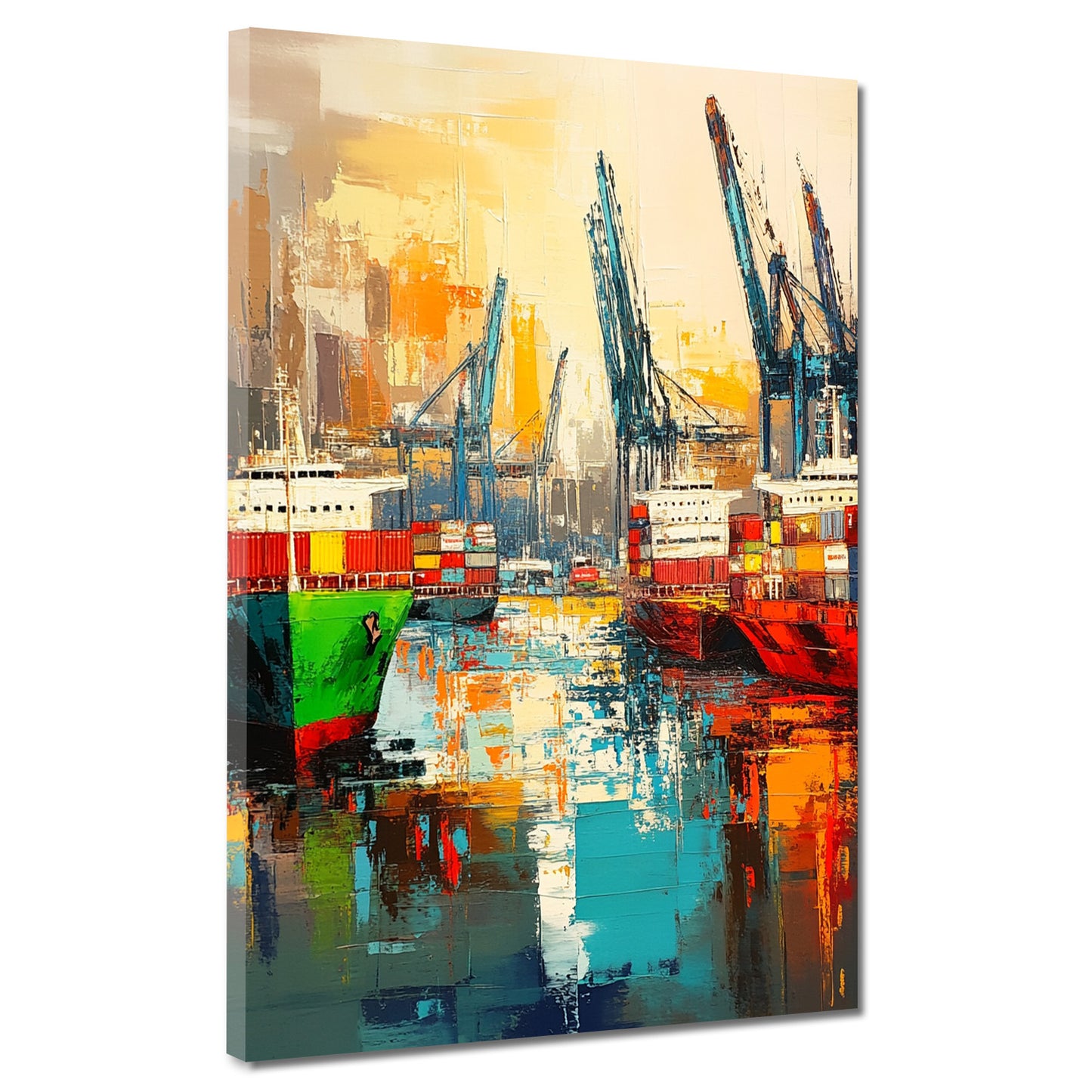 Quadro porto navi container colorato moderno