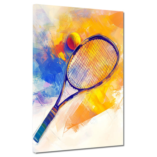 Quadro racchetta da tennis con pallina moderno sportivo