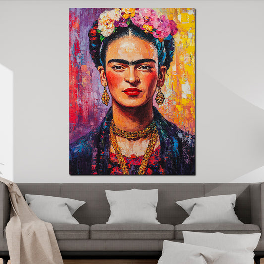 Quadro ritratto Frida Kahlo colorato moderno Pop Art