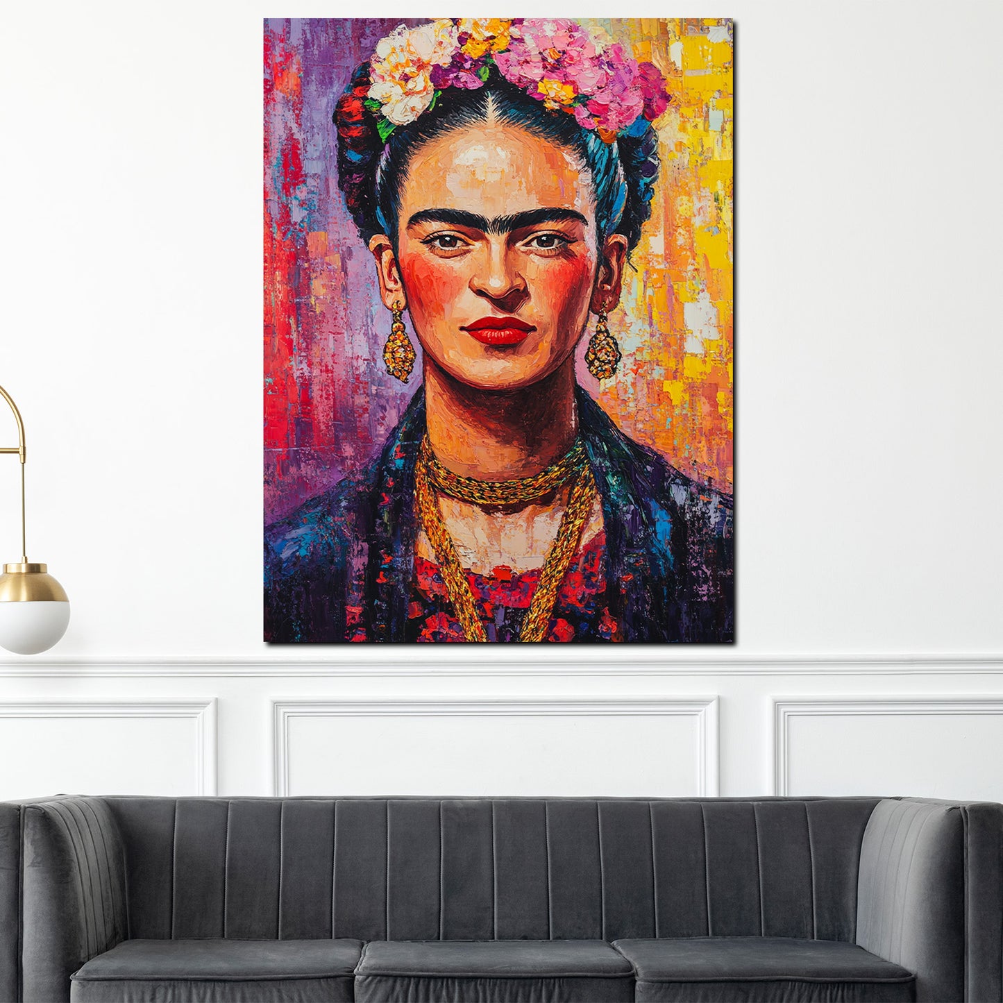 Quadro ritratto Frida Kahlo colorato moderno Pop Art
