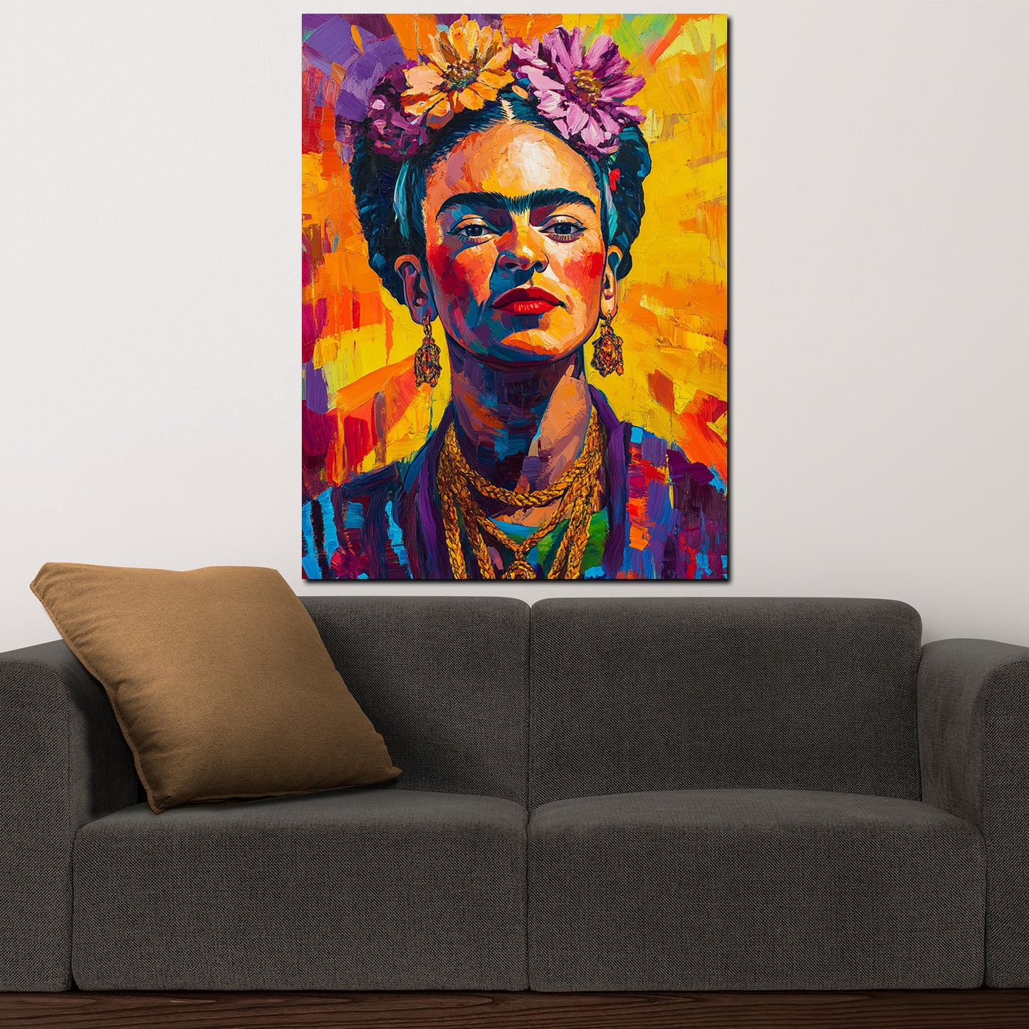 Quadro ritratto Frida colorato moderno Pop Art