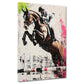 Quadro salto ostacoli cavallo e cavaliere urbano sportivo