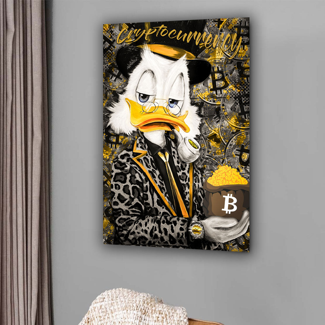 Quadro stampa su tela Zio Paperone Pop Art Comic Gold Edition