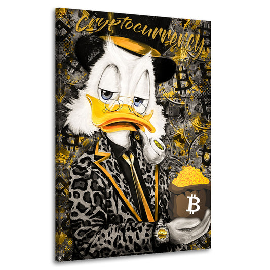 Quadro stampa su tela Zio Paperone Pop Art Comic Gold Edition