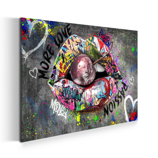 Quadro street art labbra marilyn pop art ispirazione moderno