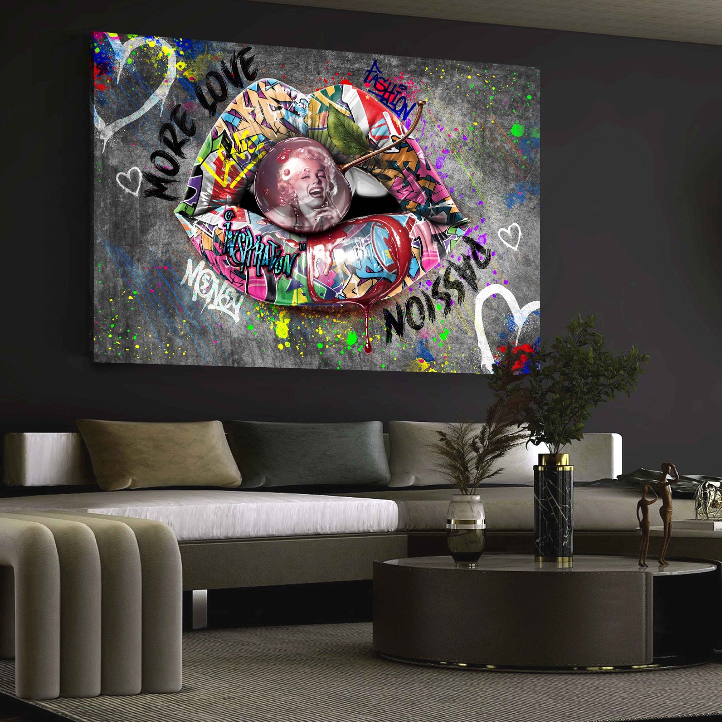 Quadro street art labbra marilyn pop art ispirazione moderno