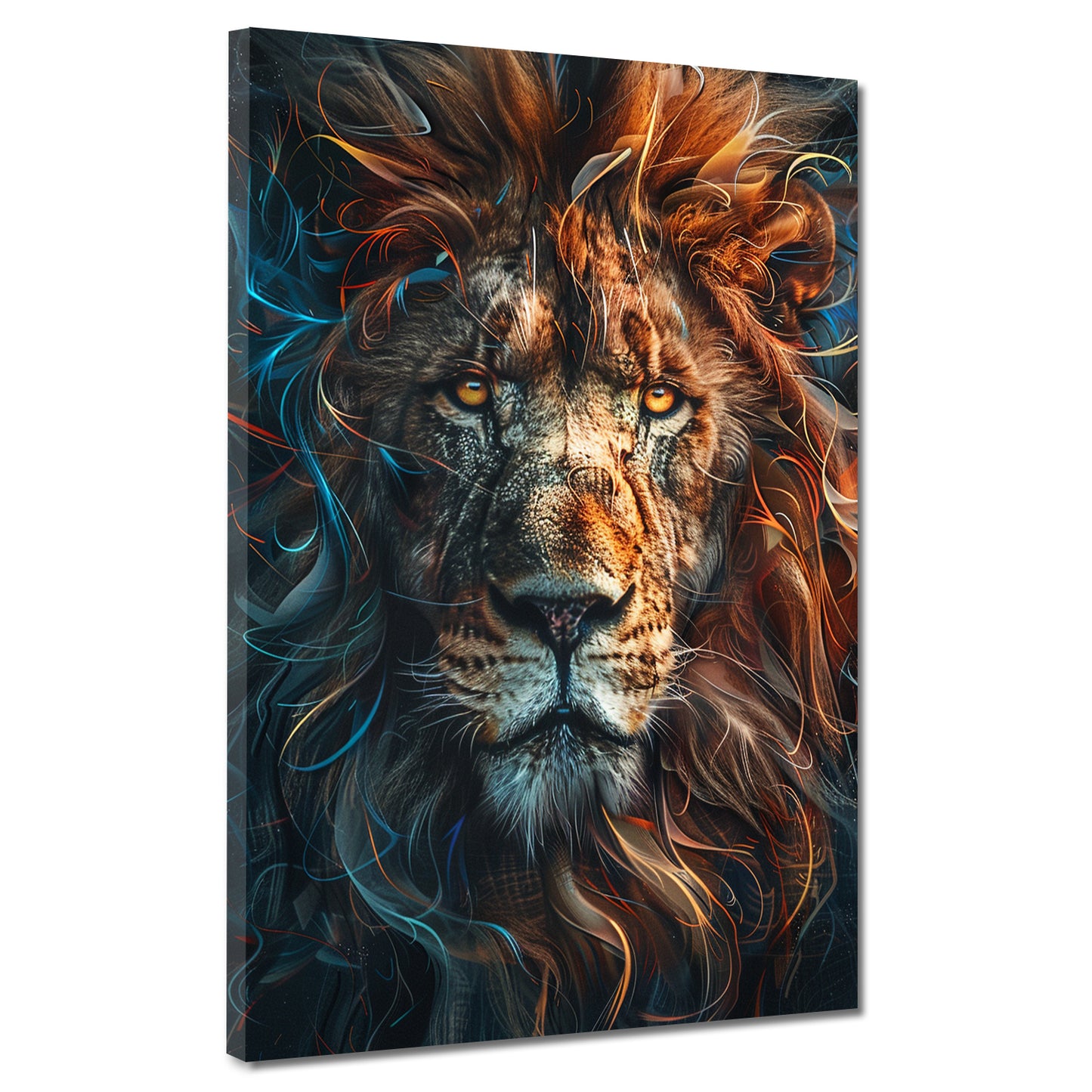 Quadro testa di leone criniera luminosa forza energia moderno
