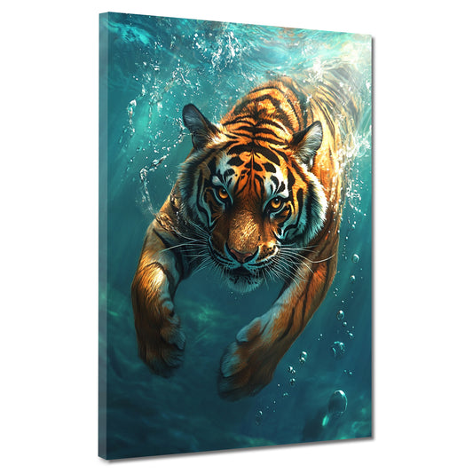 Quadro tigre nell'acqua animale selvaggio forza naturale moderno