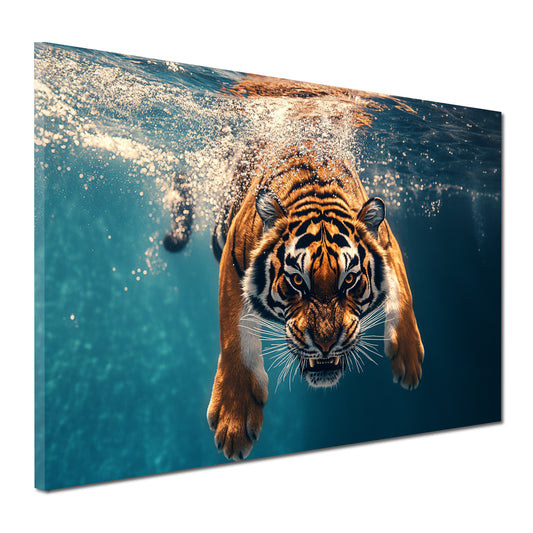 Quadro tigre sott'acqua forza animale selvaggio dinamico moderno