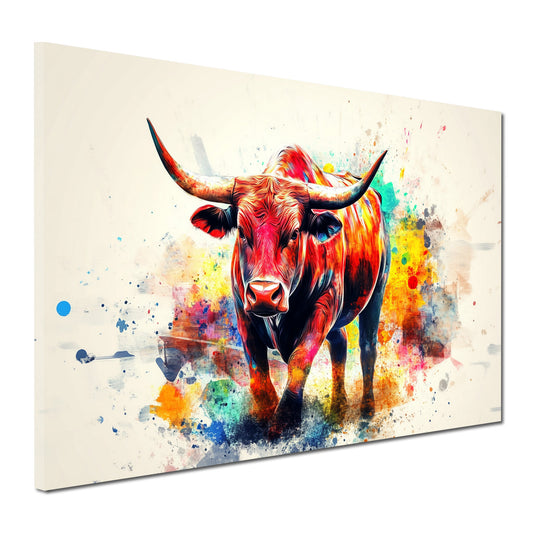 Quadro toro arte colorata forza energia espressione moderno