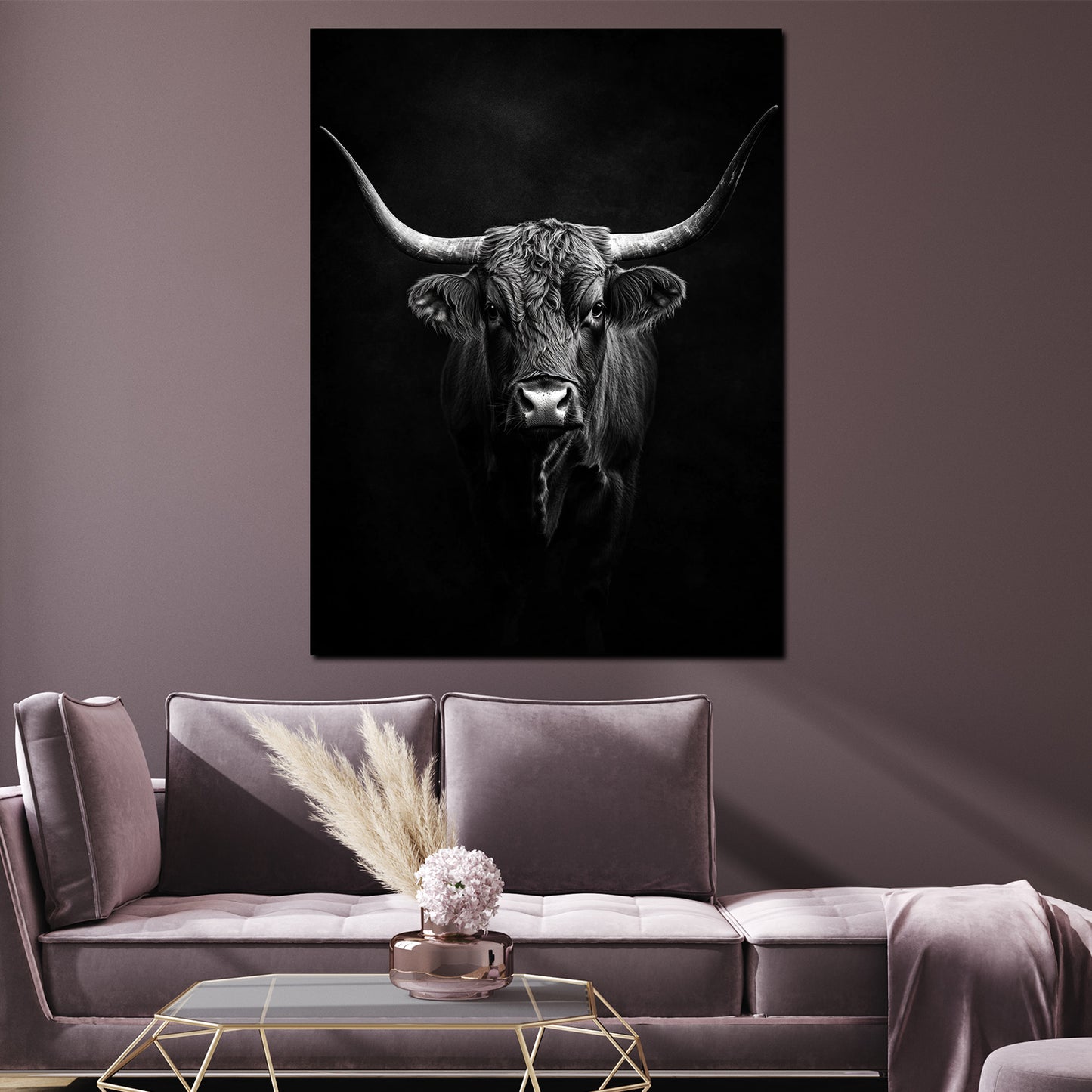 Quadro toro bianco e nero forza energia moderno