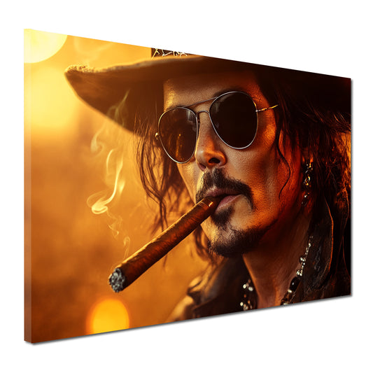 Quadro Johnny con occhiali da sole elegante ribelle