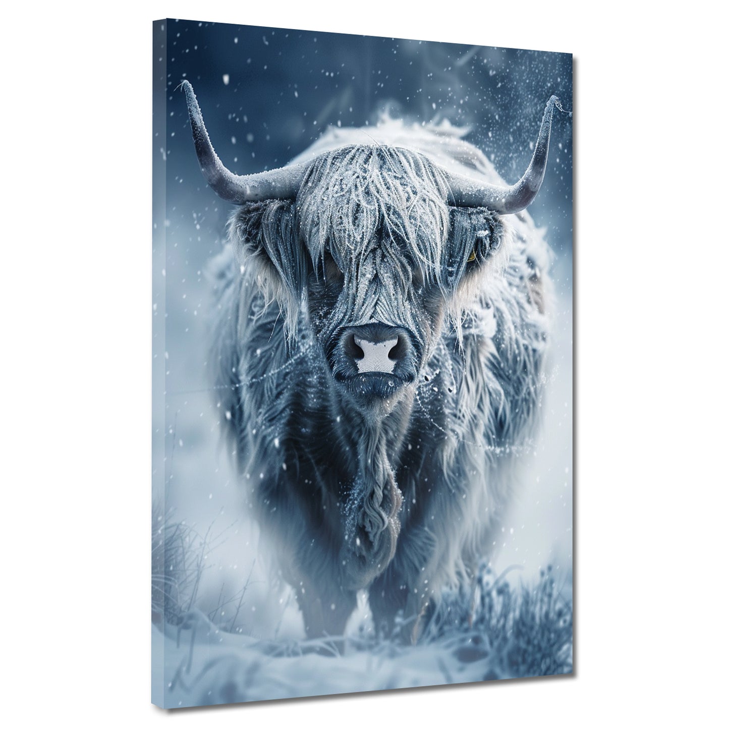 Quadro vacca nella neve natura forza selvaggia moderno