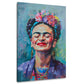 Ritratto Frida sorridente con fiori quadro