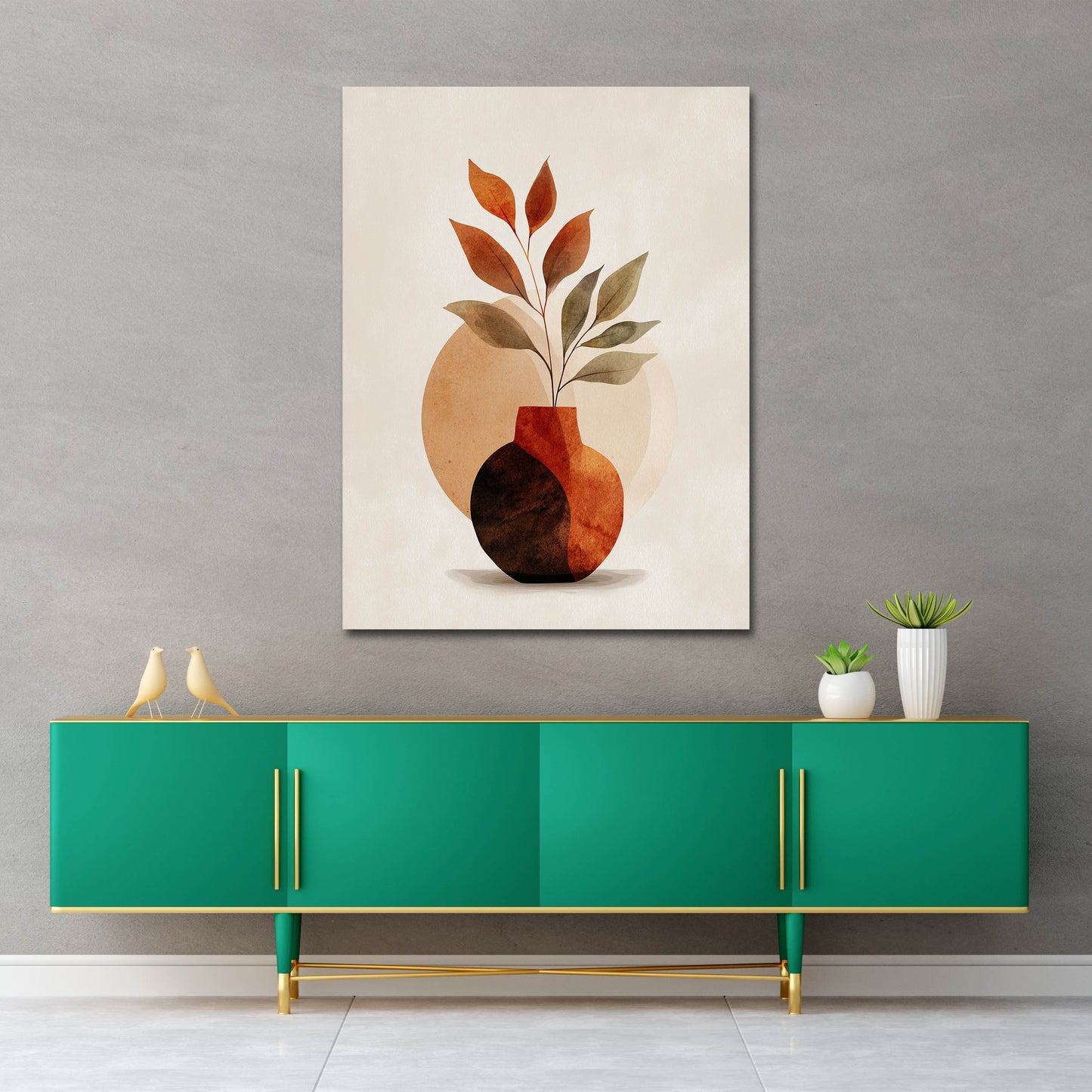 Vaso minimalista con foglie secche stile boho quadro