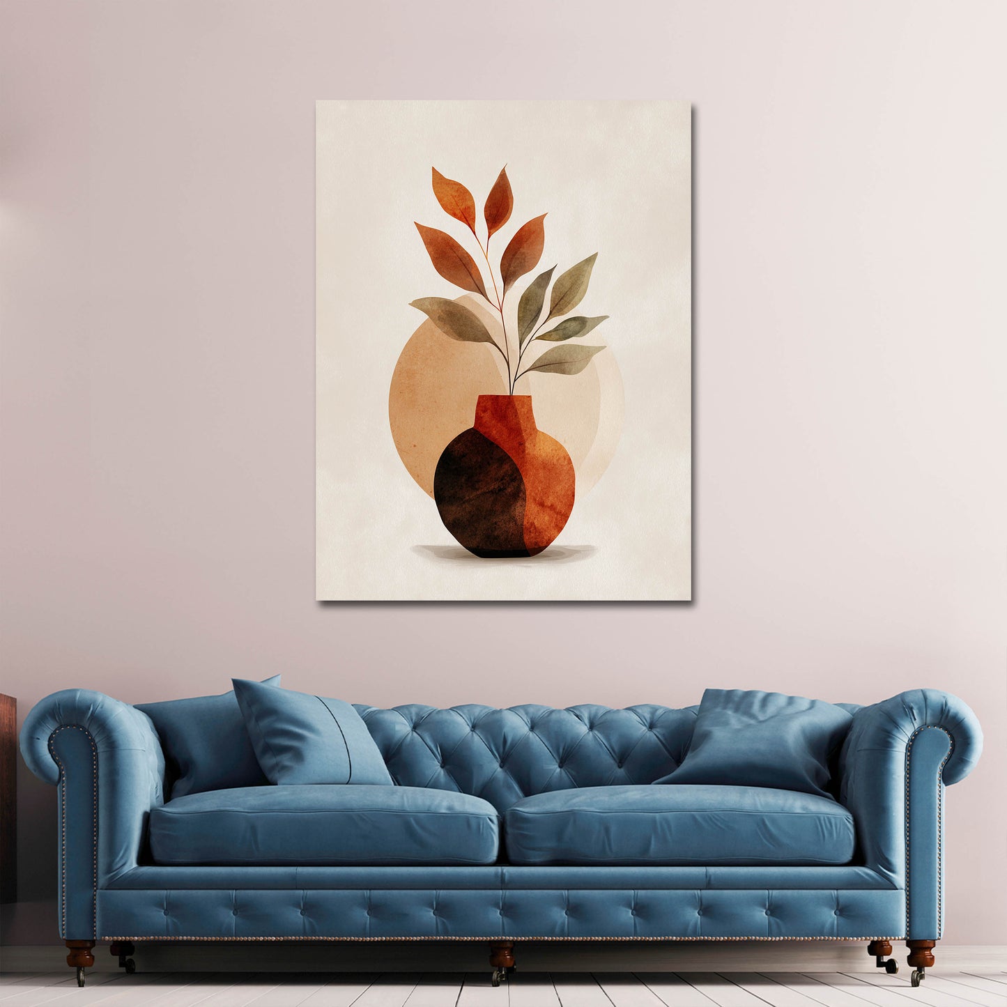 Vaso minimalista con foglie secche stile boho quadro