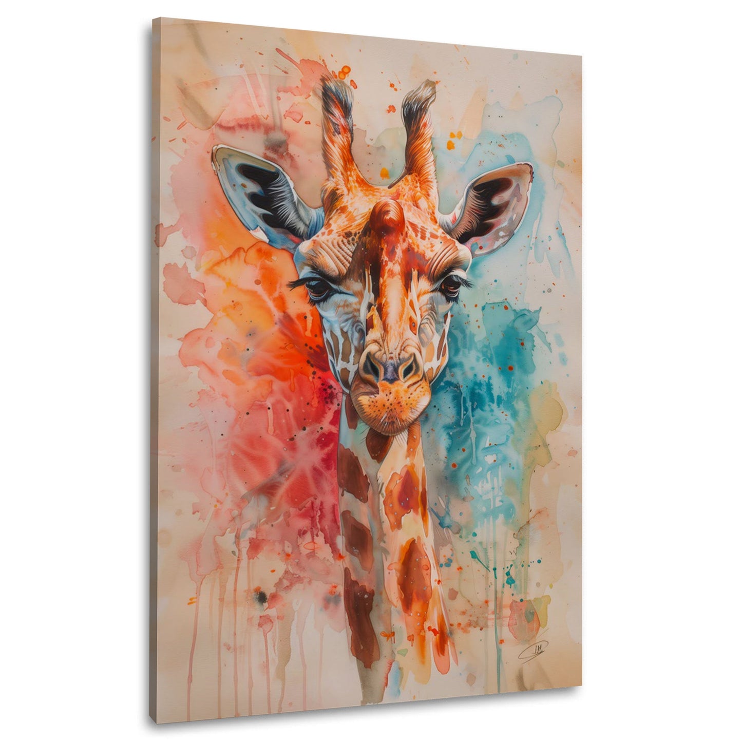 Acquerello giraffa colorato con colori brillanti quadro