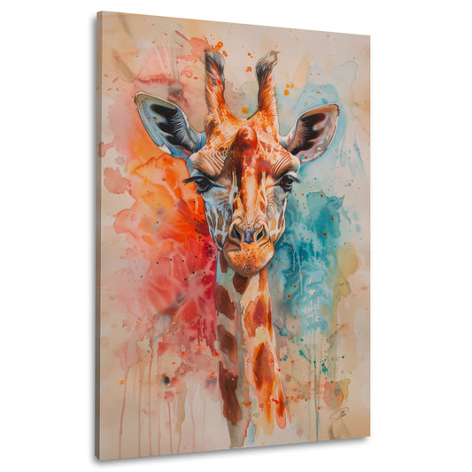 Acquerello giraffa colorato con colori brillanti quadro