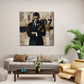 Agente 007 in abito elegante su sfondo astratto Pop Art quadro