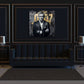 Agente 007 in abito nero con numeri dorati stile graffiti quadro