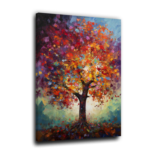 Albero astratto colorato foglie autunnali arte quadro