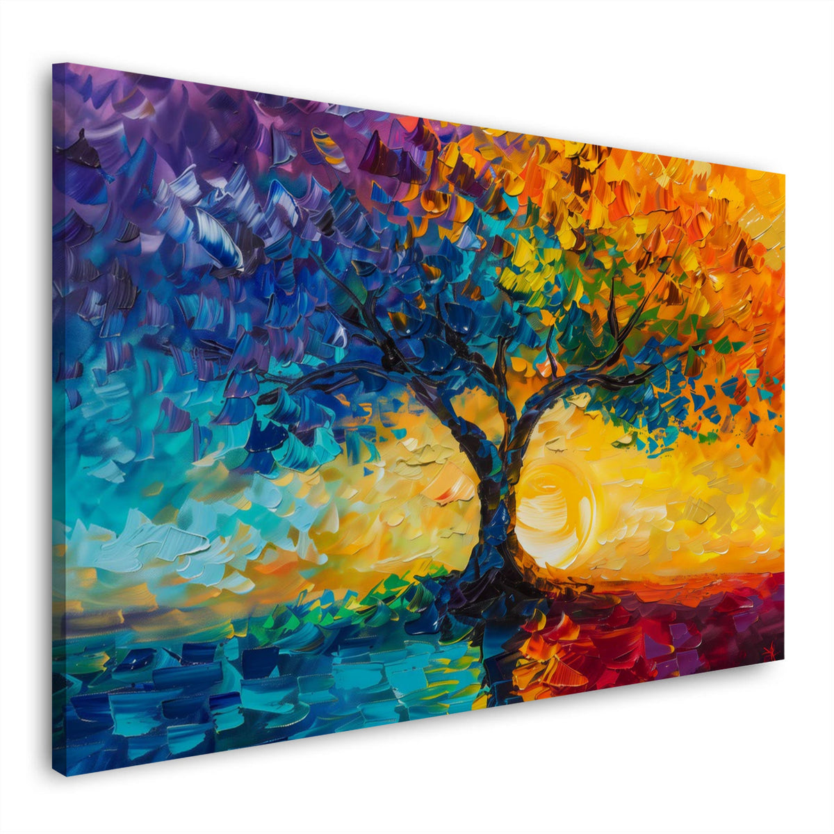 Albero della vita in blu e arancio espressivo quadro
