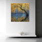 Albero dorato lago riflesso paesaggio astratto arte quadro