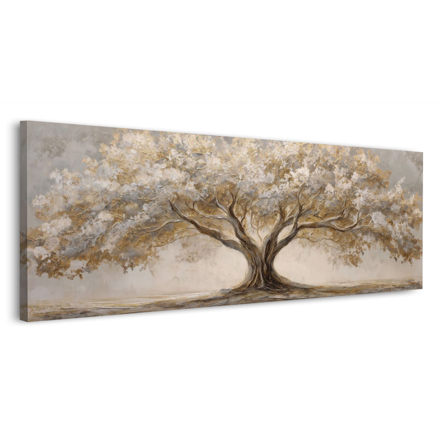 Albero paesaggio natura foglie dorate arte panoramica elegante quadro