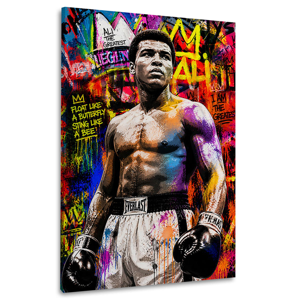 Ali leggenda della boxe in stile graffiti pop art quadro
