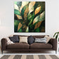 Astratto foglie verdi dorate quadro