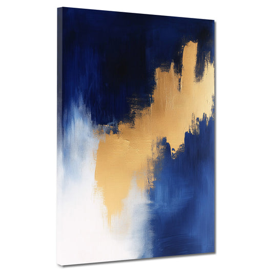 Astratto blu oro pennellate quadro