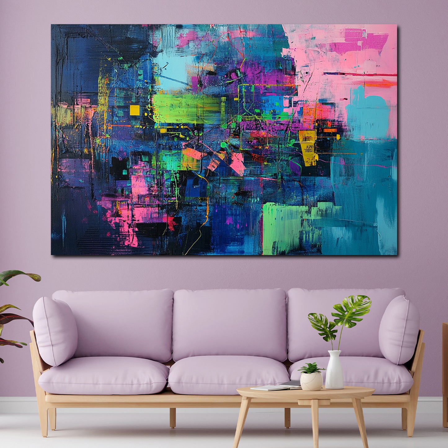 Astratto colori neon forme vivaci quadro