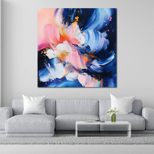 Astratto moderno contrasti vivaci blu rosa quadro