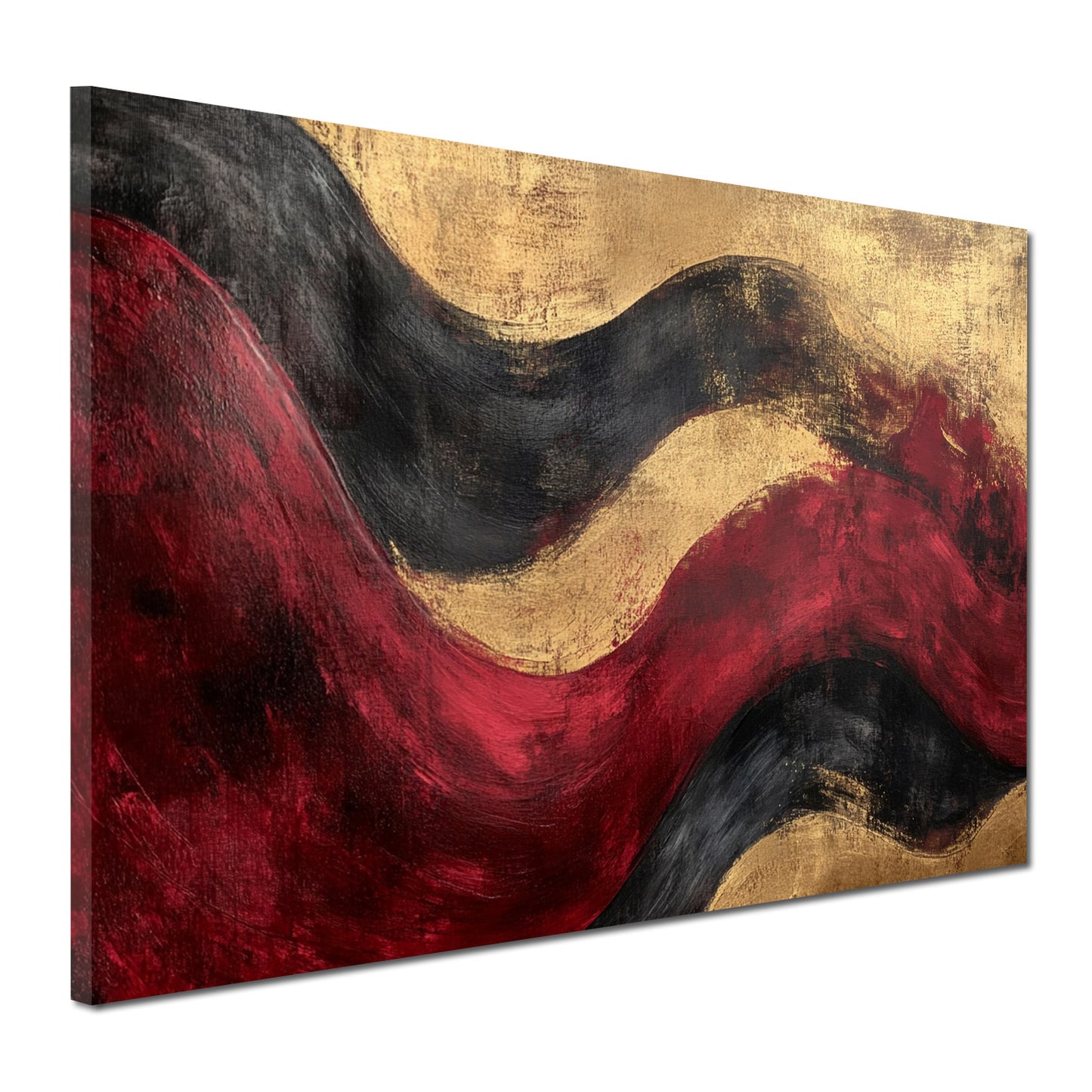 Astratto onde rosse nere su sfondo oro quadro