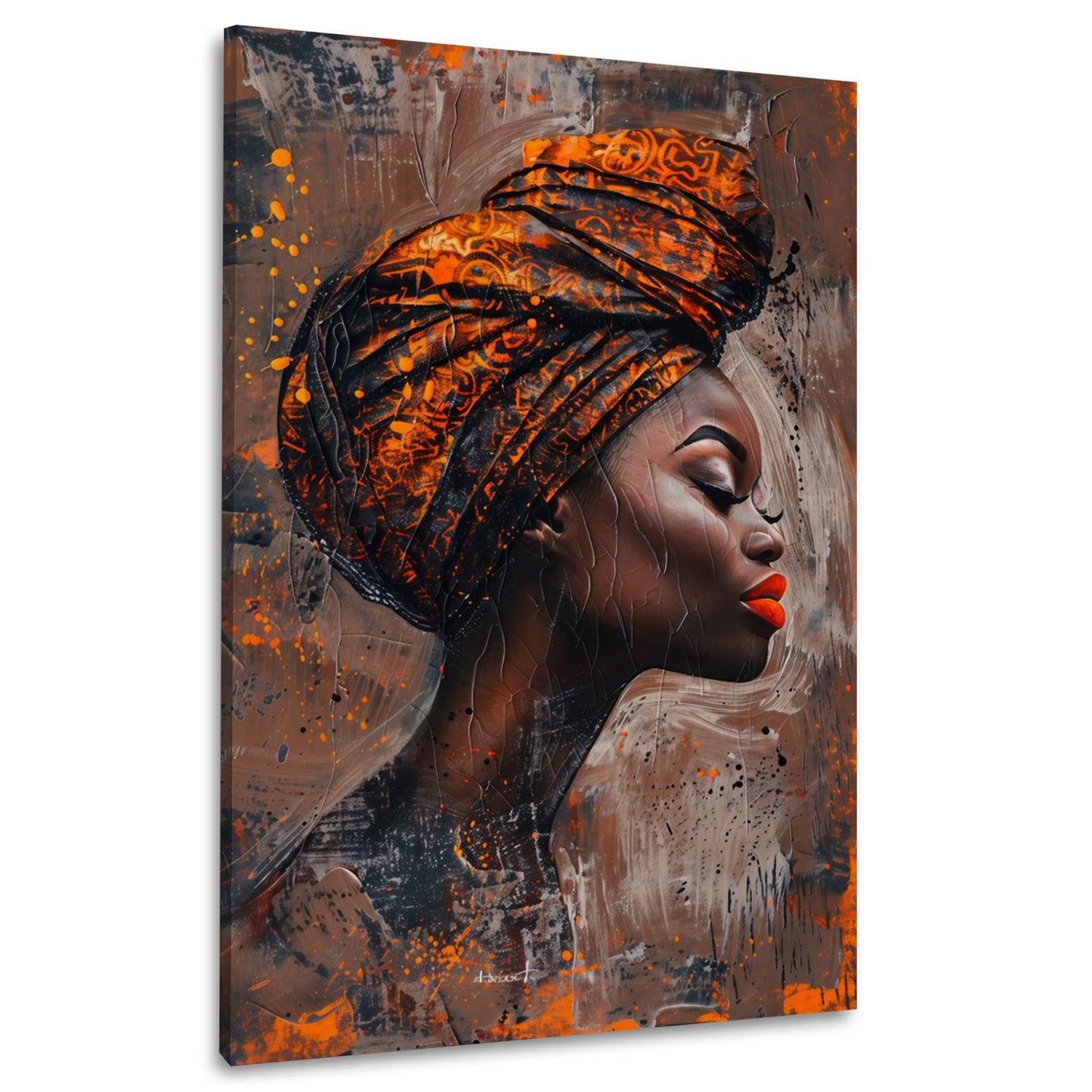 Astratto ritratto donna africana profilo labbra rosse quadro