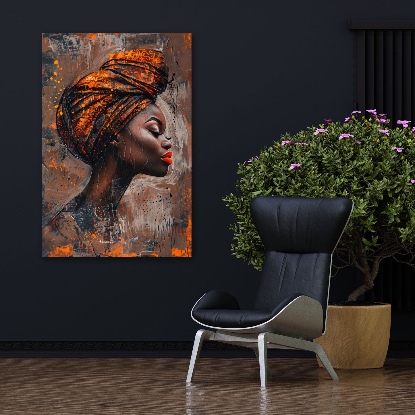 Astratto ritratto donna africana profilo labbra rosse quadro