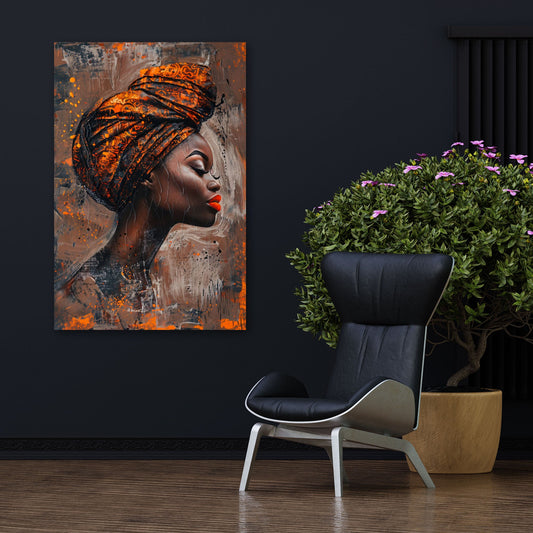 Astratto ritratto donna africana profilo labbra rosse quadro