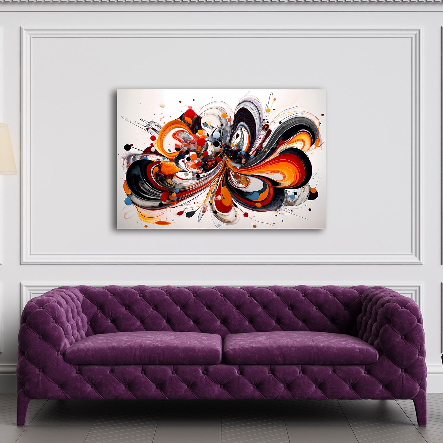 Astratto vortice cromatico con punti quadro