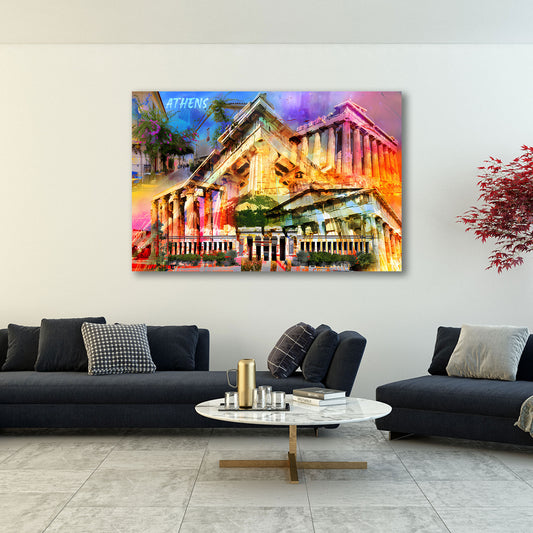 Atene architettura antica templi colori vivaci quadro