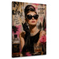 Audrey con occhiali da sole e collana di perle Street Art quadro