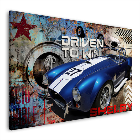 Auto d’epoca blu corsa design vintage quadro