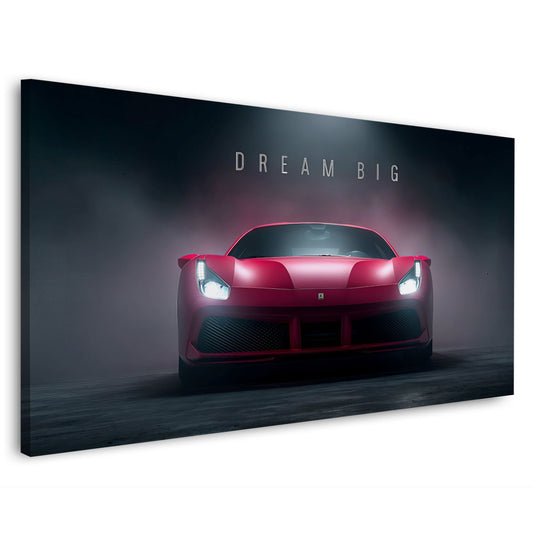 Auto sportiva Ferrari rossa in primo piano motivazionale quadro
