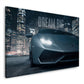 Auto sportiva lusso città notte skyline motivazione successo quadro