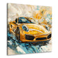 Auto sportivo dorato pittura astratta velocità quadro