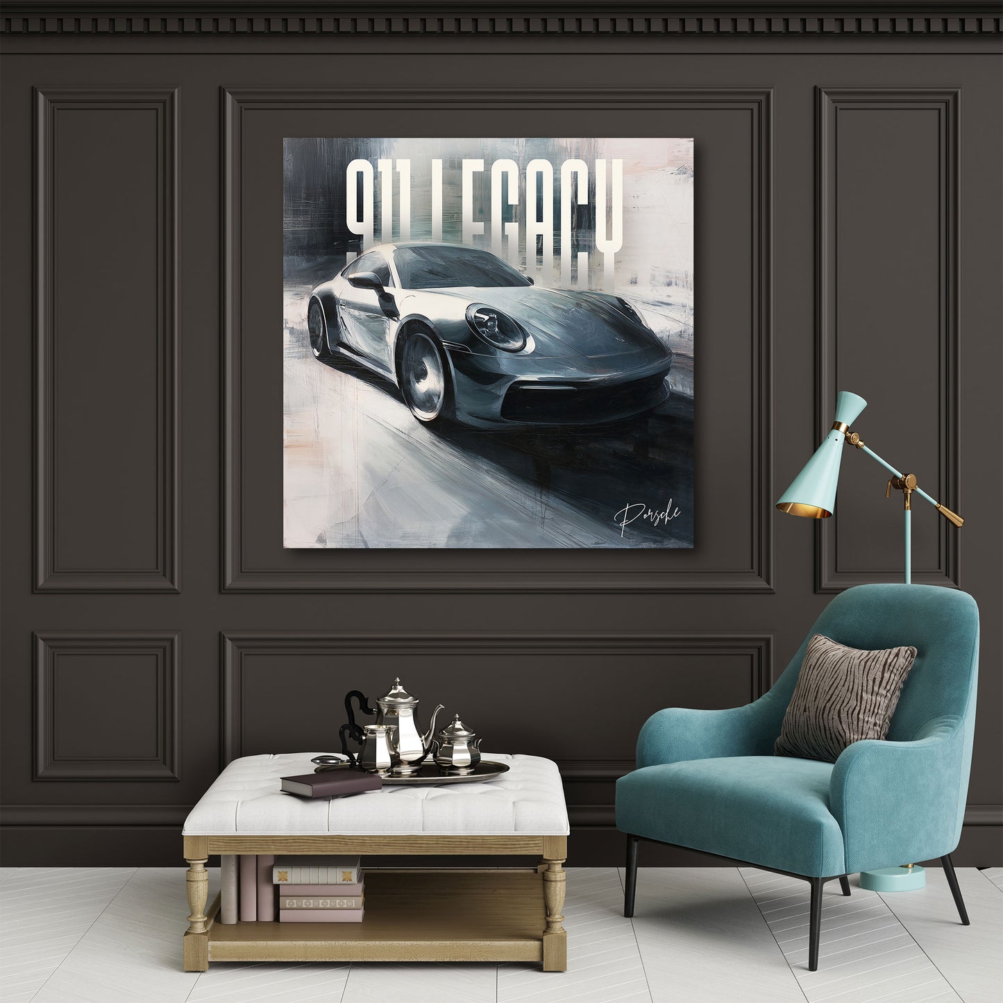 Auto sportivo porsche 911 arte moderna velocità quadro