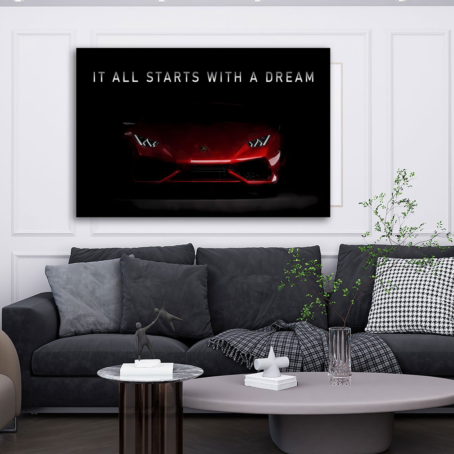 Auto sportivo rosso motivazione It all Starts with a Dream quadro