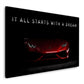 Auto sportivo rosso motivazione It all Starts with a Dream quadro