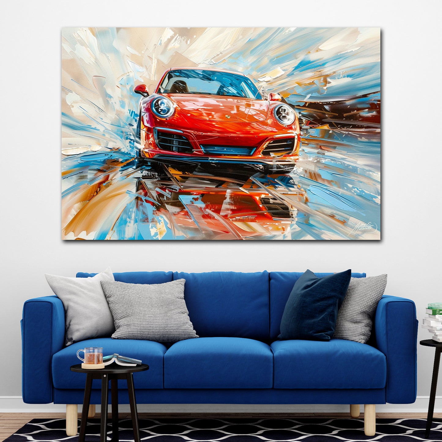 Auto 911 sportiva rosso astratta moderno quadro