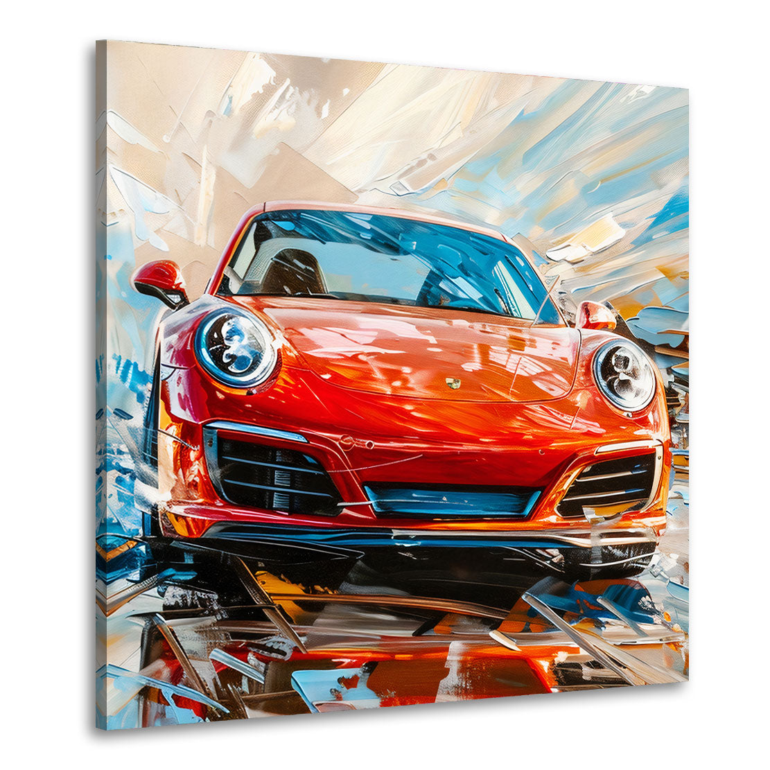 Auto sportivo rosso pittura moderna riflesso quadro